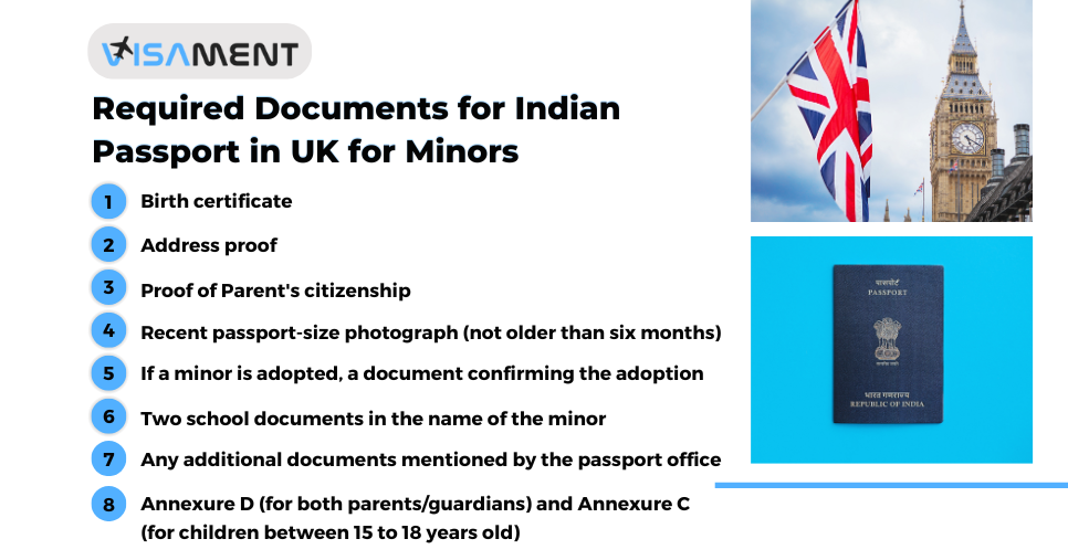 Documents for Indian Passport in UK for Minors