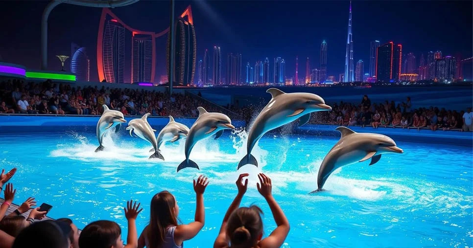 Watching Dolphin Show with Family
