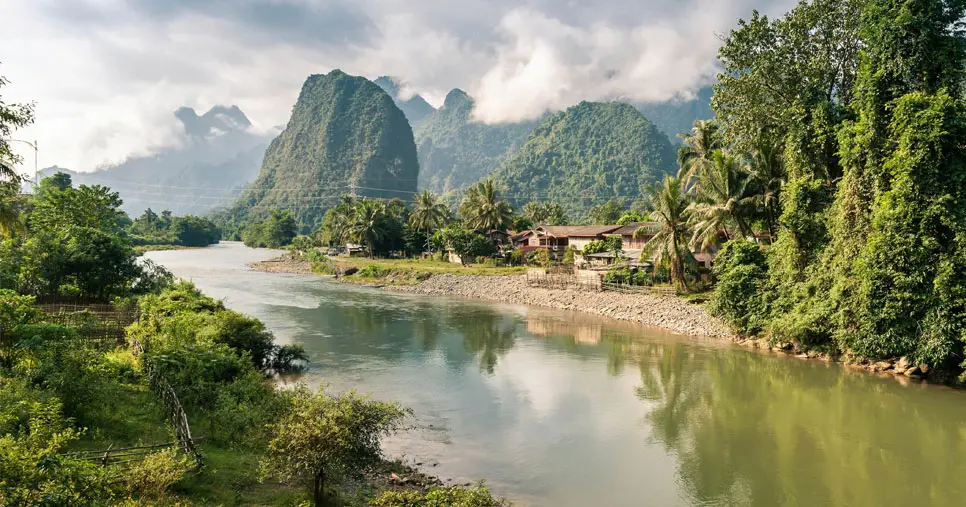 Laos, Mountain, and Forest-covered Country