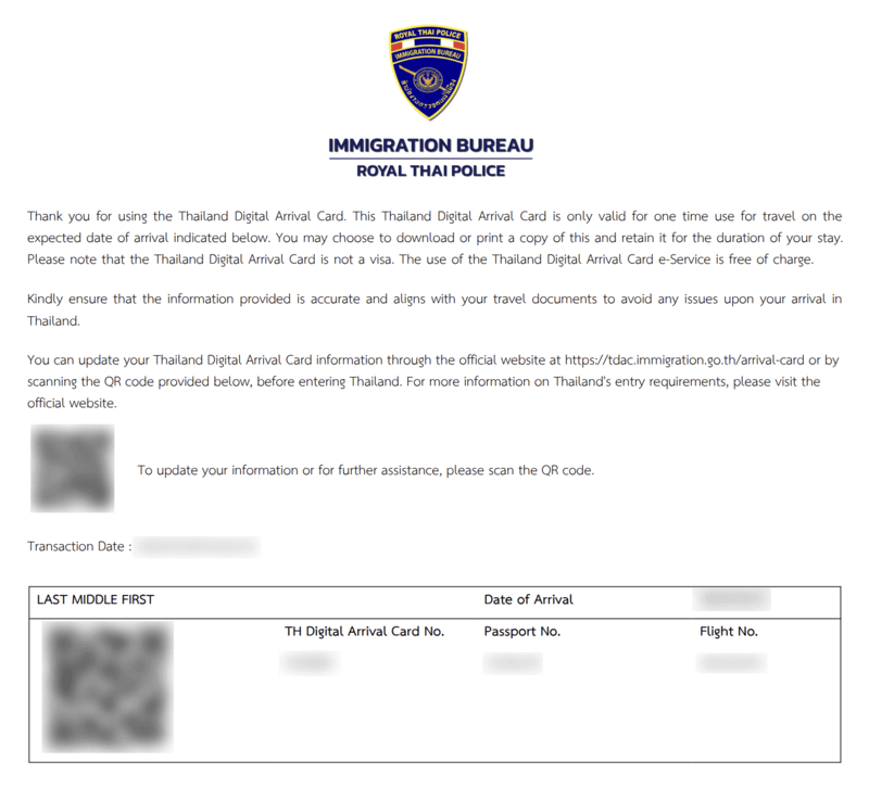 Thailand Digital Arrival Card