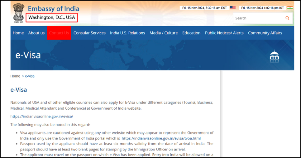 Indian Government's Official Visa Portal